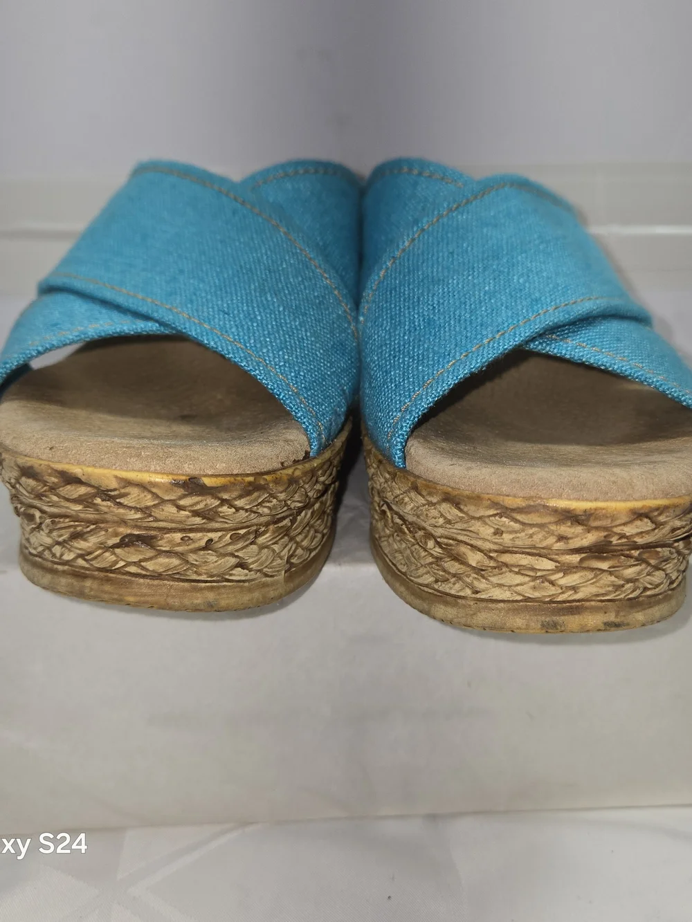REBA Women’s Turquoise Wedge Slide Sandals - Stylish Summer Comfort SIZE 8